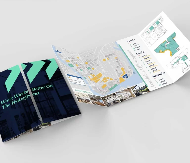 Print brochure for Sparkman Wharf leasing opportunities